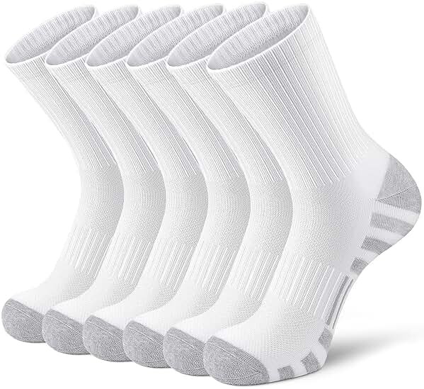 Airacker Athletic Socks Sport Running Calf Socks Performance Cushioned Breathable Crew Socks for Men Women(6 Pairs) - Product Image