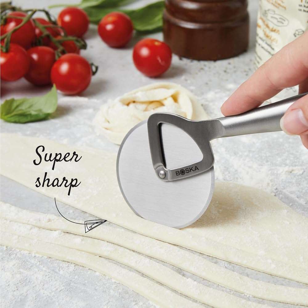 Boska Stainless Steel Pizza Cutter - Copenhagen Multifunctional Pizza Wheel Cutter - Handheld Food Slicer - Silver Non-Stick Adjustable Roller - Dishwasher Safe - for Kitchen Cooking - Image 2