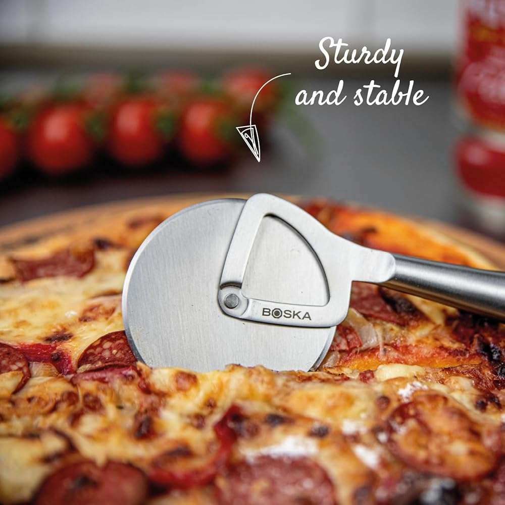 Boska Stainless Steel Pizza Cutter - Copenhagen Multifunctional Pizza Wheel Cutter - Handheld Food Slicer - Silver Non-Stick Adjustable Roller - Dishwasher Safe - for Kitchen Cooking - Image 5