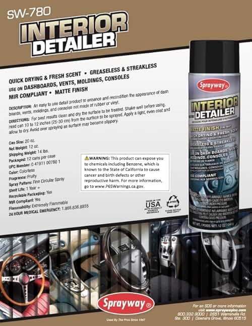 Sprayway SW780-12PK Interior Detailer, 12 oz, Pack of 12 - Image 3