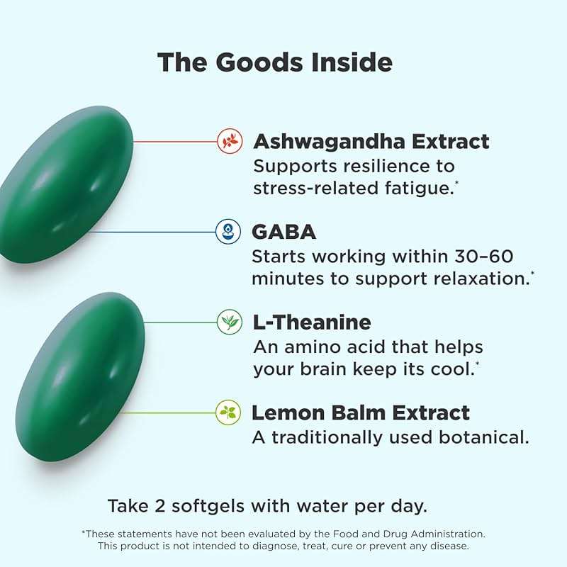 OLLY Ultra Strength Goodbye Stress Softgels, GABA, Ashwagandha, L-Theanine and Lemon Balm, Stress Relief Supplement - 60 Count - Image 2