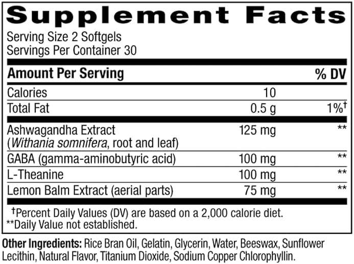 OLLY Ultra Strength Goodbye Stress Softgels, GABA, Ashwagandha, L-Theanine and Lemon Balm, Stress Relief Supplement - 60 Count - Image 7