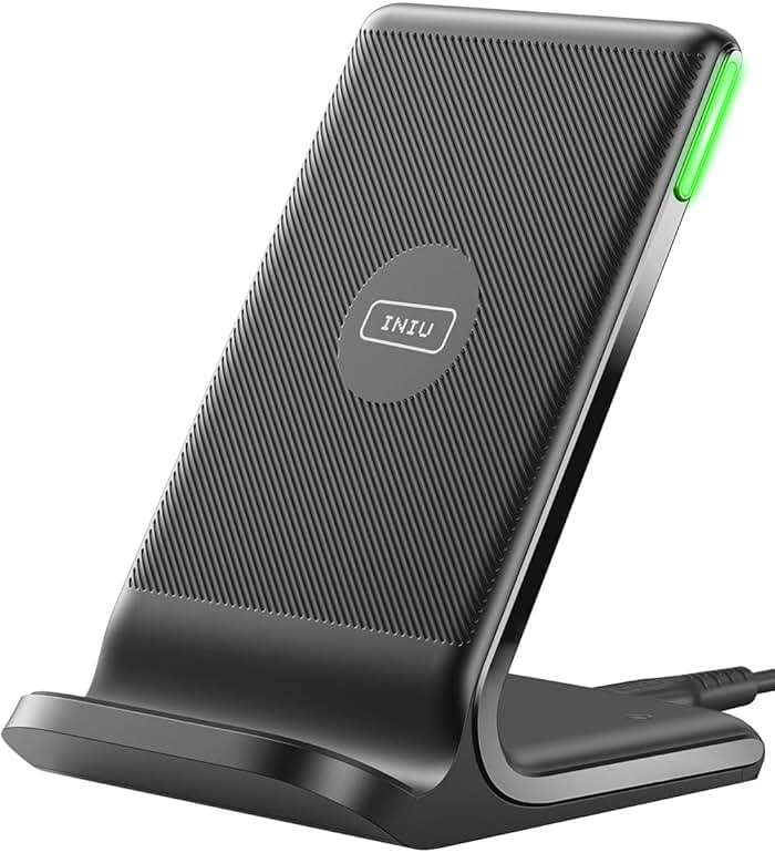 INIU Wireless Charger, 15W Fast Qi Certified Wireless Charging Station with Sleep-Friendly Adaptive Light Compatible with iPhone 17 16 15 14 13 12 Pro Max Samsung Galaxy S25 S24 S23 Note 20 Google etc - Image 9