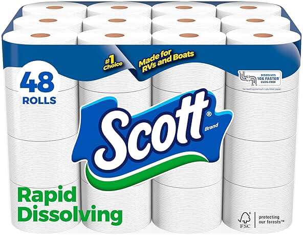 Scott Rapid-Dissolving Toilet Paper, 48 Double Rolls (6 Packs of 8), Septic-Safe, Toilet Paper - Image 1