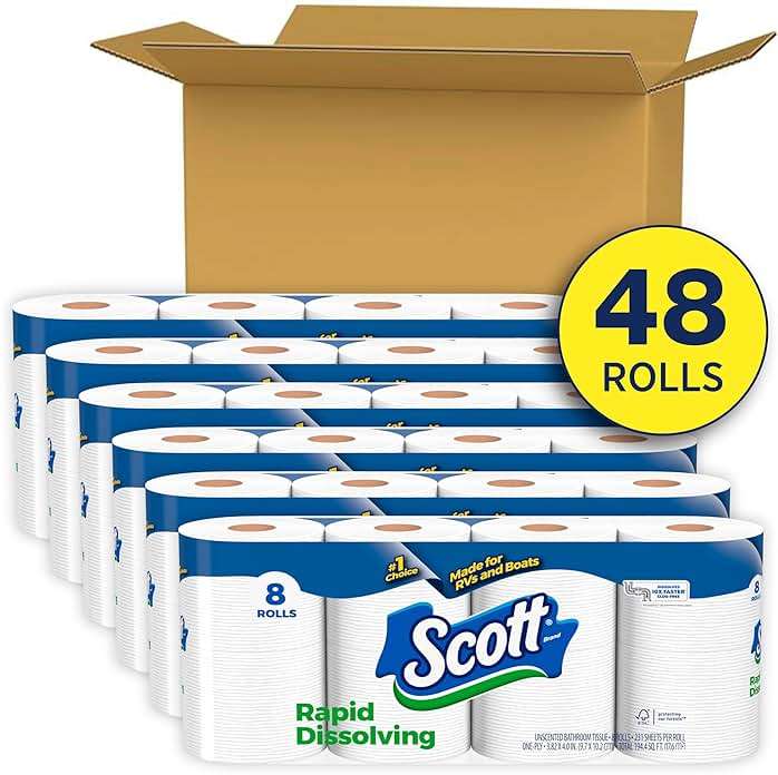 Scott Rapid-Dissolving Toilet Paper, 48 Double Rolls (6 Packs of 8), Septic-Safe, Toilet Paper - Image 2