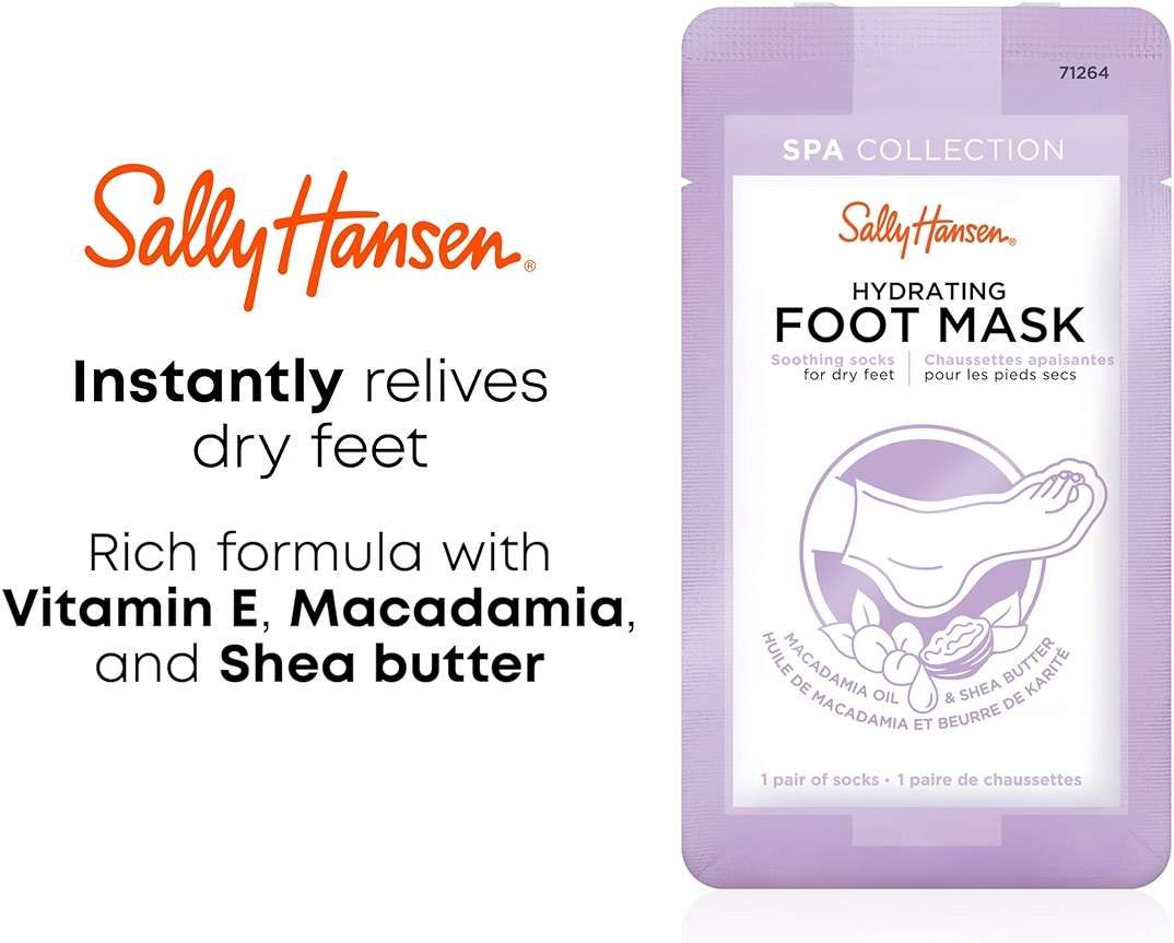 Sally Hansen Nail Treatment Spa Collection Hydrating Foot Mask | Soothes and Moisturizes Dry Feet | Enriched with Vitamin E, Macadamia & Shea Butter - Image 2