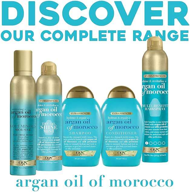 OGX Extra Strength Hydrate & Repair + Argan Oil of Morocco Shampoo for Dry, Damaged Hair, Cold-Pressed Argan Oil to Moisturize & Smooth, Paraben-Free, Sulfate-Free Surfactants, 25.4 Fl Oz - Image 6