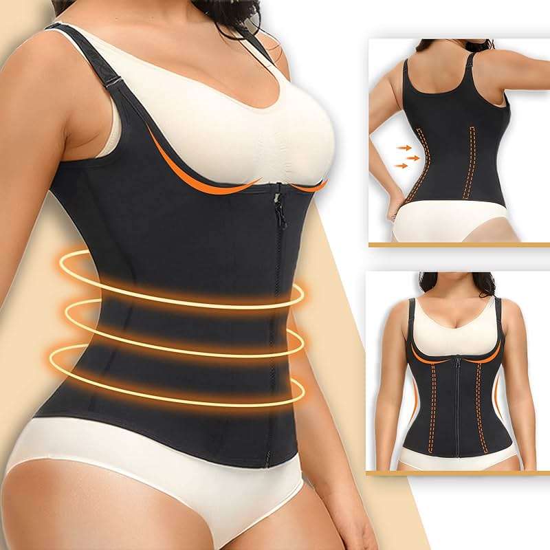 YADIFEN Waist Trainer for Women,Zipper Corset Body Shaper for Tummy Control Neoprene Cincher Sweat Sauna Vest Tank Top - Image 3