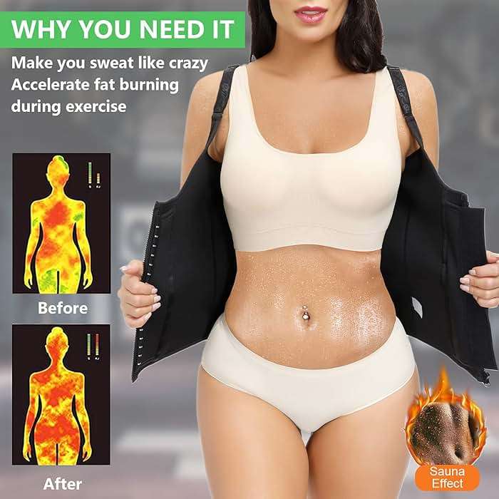 YADIFEN Waist Trainer for Women,Zipper Corset Body Shaper for Tummy Control Neoprene Cincher Sweat Sauna Vest Tank Top - Image 4