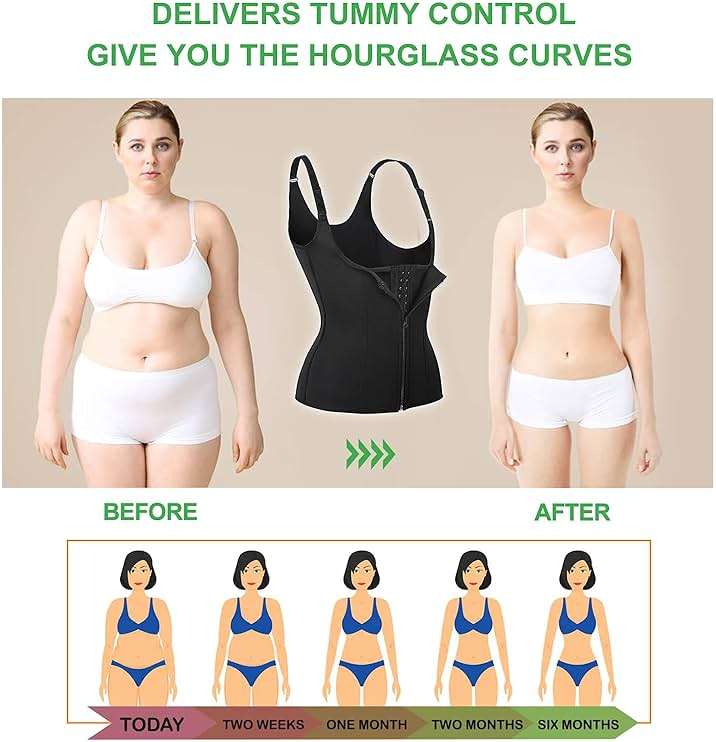 YADIFEN Waist Trainer for Women,Zipper Corset Body Shaper for Tummy Control Neoprene Cincher Sweat Sauna Vest Tank Top - Image 5