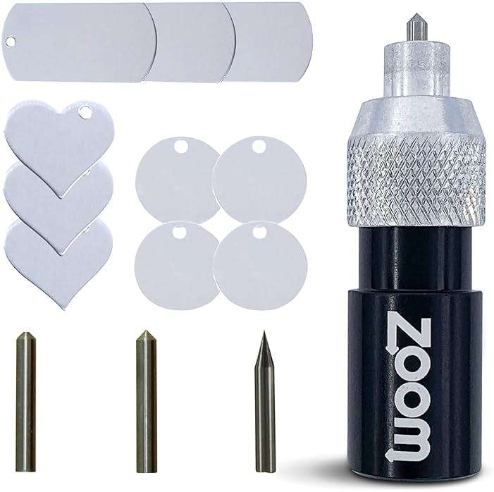 Brother ScanNCut 3-in-1 Etching/Engraving Tool - Precision, Regular, and Blunt Engraving Tips with Heart, Dog Tag, and Circle Stamping Blanks for Brother Scan and Cut Machines- by Zoom Precision - Image 1