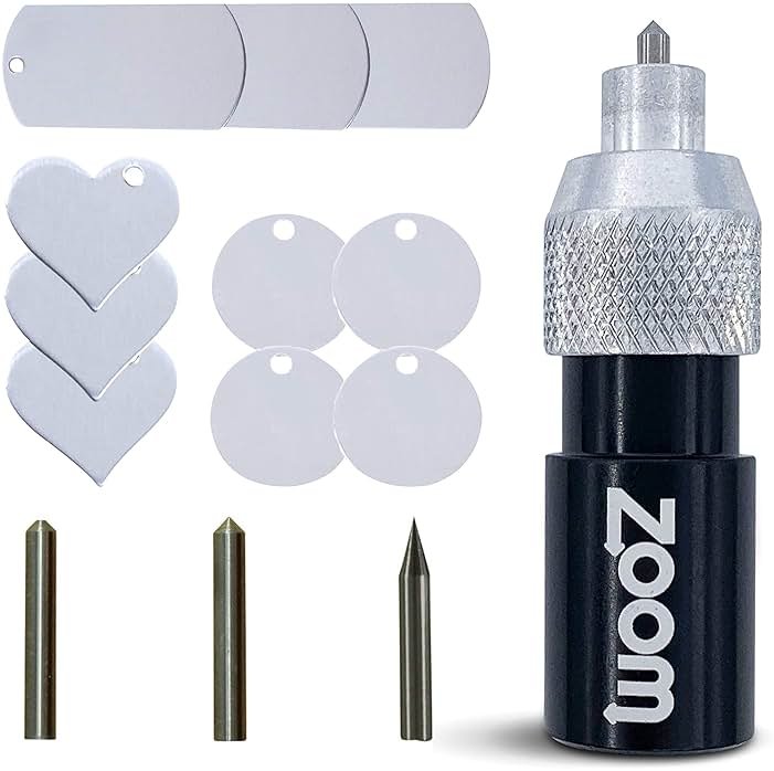Brother ScanNCut 3-in-1 Etching/Engraving Tool - Precision, Regular, and Blunt Engraving Tips with Heart, Dog Tag, and Circle Stamping Blanks for Brother Scan and Cut Machines- by Zoom Precision - Product Image