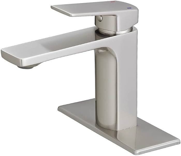 VOTON Bathroom Faucet Brushed Nickel Single Handle Bathroom Faucet 1 or 3 Hole Bathroom Sink Faucet with Deck Plate RV Bathroom Faucet 1.2 GPM - Product Image