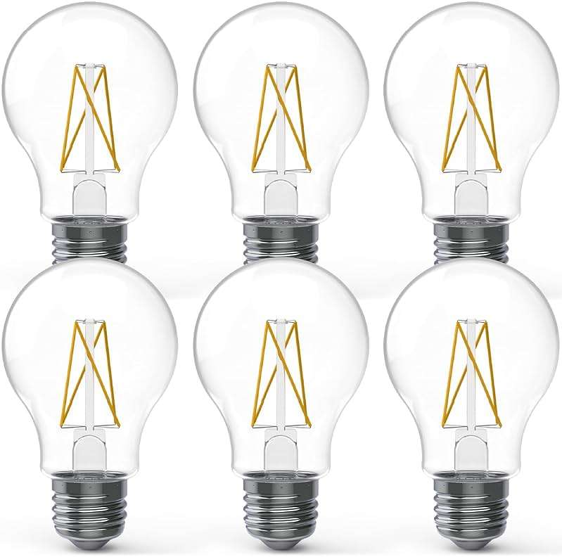 6 Pack 9W=60W A19 Dusk to Dawn Outdoor LED Light Bulbs, CRI90 3000K Warm White, 850 Lumens, E26 Medium Base, Photocell Sensor Ambient Decorative Classic Edison Vintage Bulbs, Bright UL - Image 1