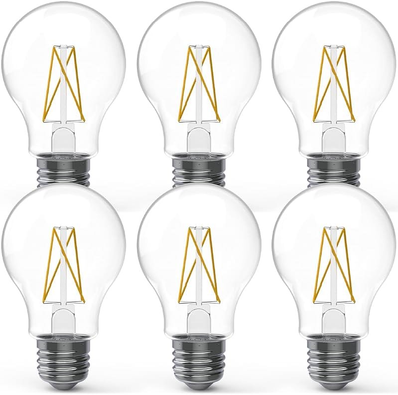 6 Pack 9W=60W A19 Dusk to Dawn Outdoor LED Light Bulbs, CRI90 3000K Warm White, 850 Lumens, E26 Medium Base, Photocell Sensor Ambient Decorative Classic Edison Vintage Bulbs, Bright UL - Product Image