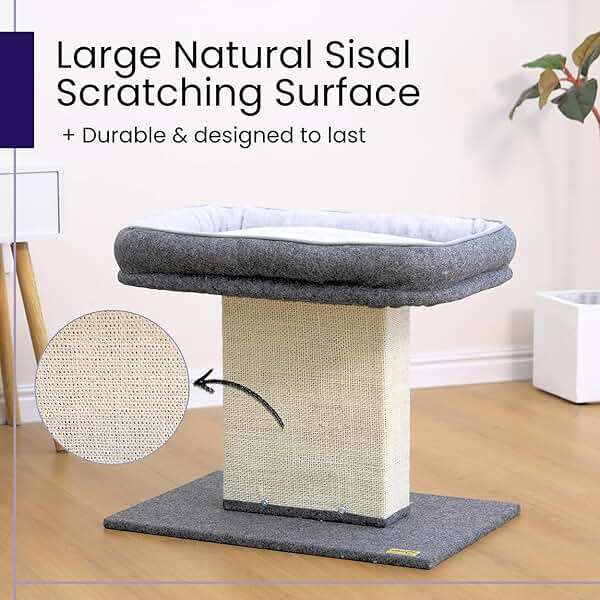 Catry Mellow 2-Level 19" Cat Tree with Large Washable Replaceable Bed, Big Sisal Post, Quick Assembly, Built to Last, Ideal for Small to Large Cats, Grey - Image 5