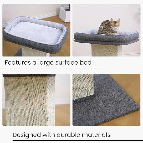 Catry Mellow 2-Level 19" Cat Tree with Large Washable Replaceable Bed, Big Sisal Post, Quick Assembly, Built to Last, Ideal for Small to Large Cats, Grey - Image 7