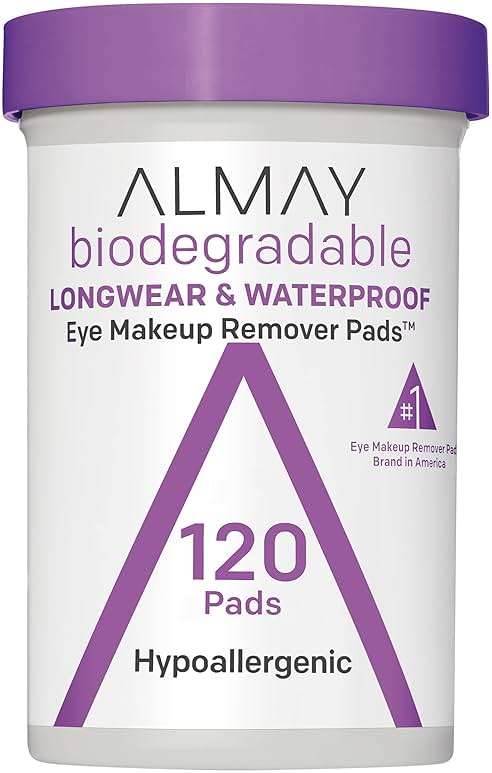 Almay Longwear & Waterproof Eye Makeup Remover Pads, 120 count(Packaging May Vary) - Image 1