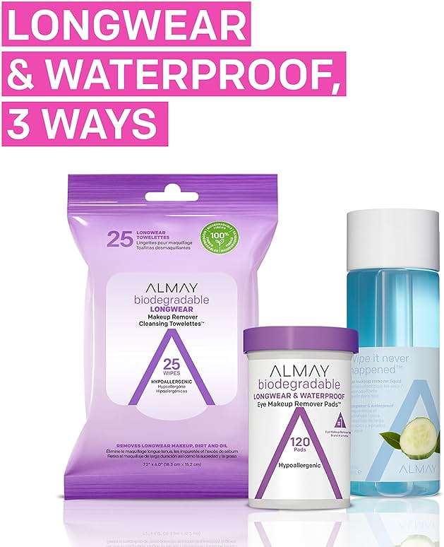 Almay Longwear & Waterproof Eye Makeup Remover Pads, 120 count(Packaging May Vary) - Image 7