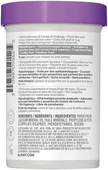 Almay Longwear & Waterproof Eye Makeup Remover Pads, 120 count(Packaging May Vary) - Image 8