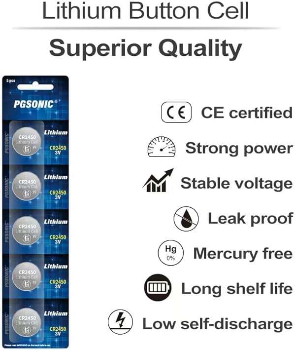 PGSONIC 20 Pack CR2450 3V Lithium Coin Battery - Image 2