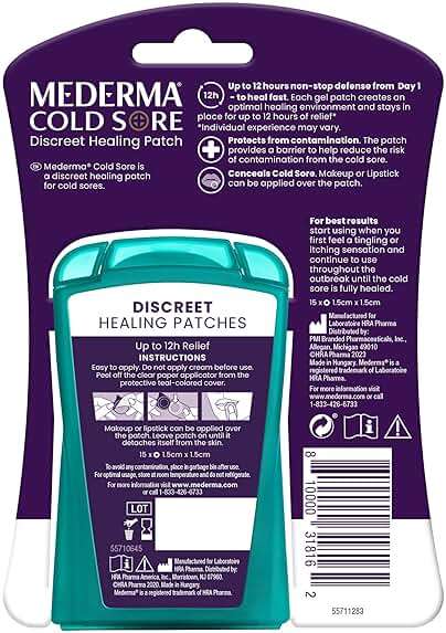 Mederma Cold Sore Discreet Patch - Hydrocolloid Gel, Relieves Redness & Swelling, Conceals Cold Sores - Image 9