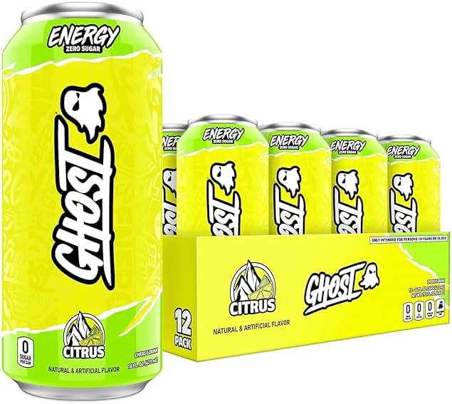 GHOST Energy Drink - 12-Pack, Citrus, 16oz Cans - Energy & Focus & No Artificial Colors - 200mg of Natural Caffeine, L-Carnitine & Taurine - Gluten-Free & Vegan - Product Image
