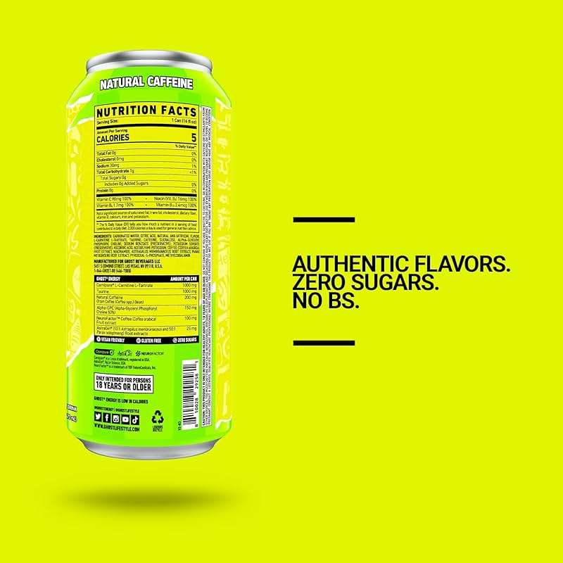 GHOST Energy Drink - 12-Pack, Citrus, 16oz Cans - Energy & Focus & No Artificial Colors - 200mg of Natural Caffeine, L-Carnitine & Taurine - Gluten-Free & Vegan - Image 3