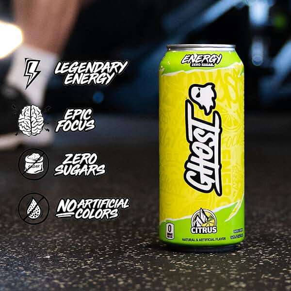 GHOST Energy Drink - 12-Pack, Citrus, 16oz Cans - Energy & Focus & No Artificial Colors - 200mg of Natural Caffeine, L-Carnitine & Taurine - Gluten-Free & Vegan - Image 4