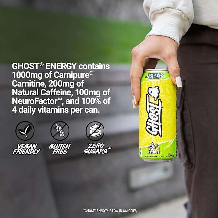 GHOST Energy Drink - 12-Pack, Citrus, 16oz Cans - Energy & Focus & No Artificial Colors - 200mg of Natural Caffeine, L-Carnitine & Taurine - Gluten-Free & Vegan - Image 5