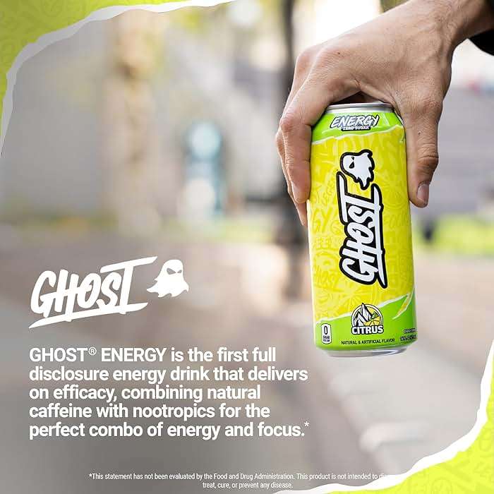 GHOST Energy Drink - 12-Pack, Citrus, 16oz Cans - Energy & Focus & No Artificial Colors - 200mg of Natural Caffeine, L-Carnitine & Taurine - Gluten-Free & Vegan - Image 6