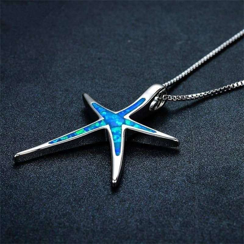 Yocoyee Starfish Turtle Necklace Earrings Jewelry Set with Blue Purple Opal Ocean Sea Animal Beach Jewelry for Women - Image 2