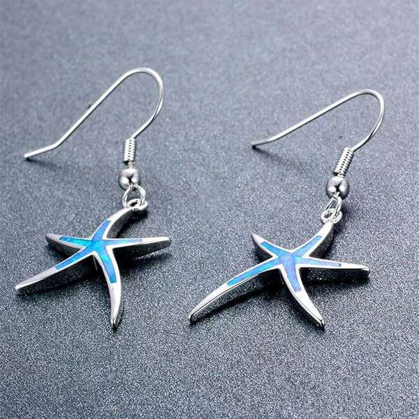 Yocoyee Starfish Turtle Necklace Earrings Jewelry Set with Blue Purple Opal Ocean Sea Animal Beach Jewelry for Women - Image 4