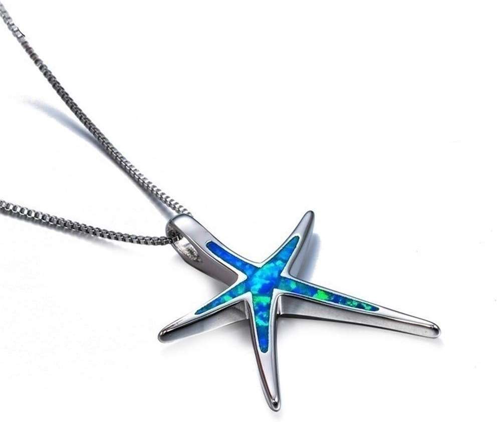 Yocoyee Starfish Turtle Necklace Earrings Jewelry Set with Blue Purple Opal Ocean Sea Animal Beach Jewelry for Women - Image 5