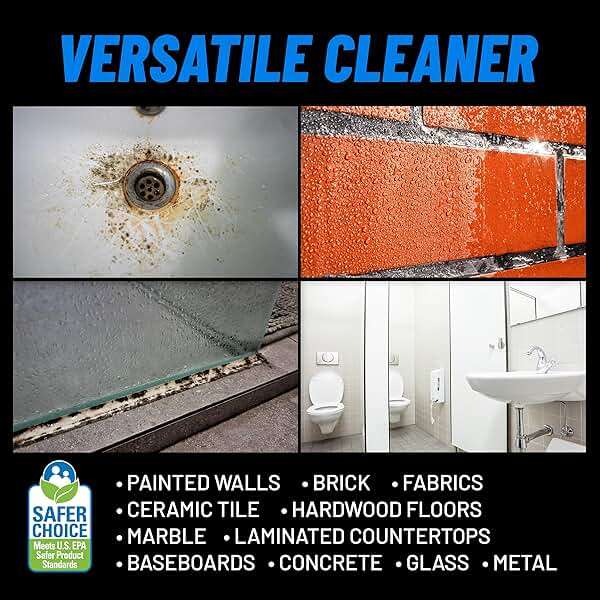 CLR PRO Heavy Duty Bleach-Free Mold and Mildew Stain Remover, 1 Gallon Bottle, Unscented Multi-Surface Stain Remover, Works on Tile, Wood, Concrete, Glass and More - Image 4