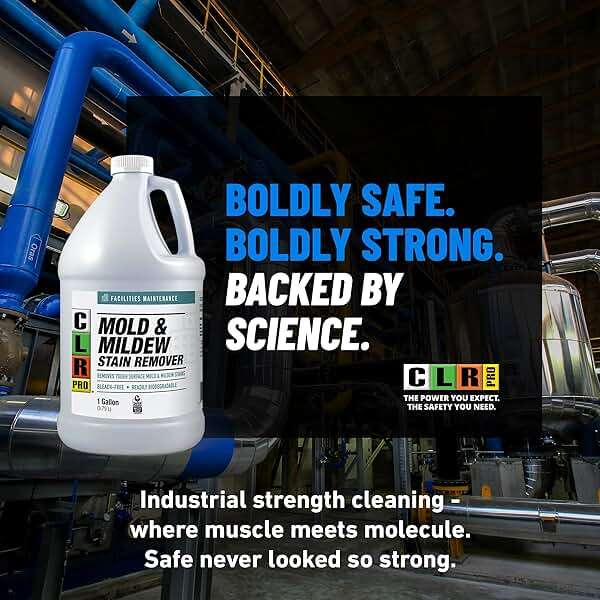 CLR PRO Heavy Duty Bleach-Free Mold and Mildew Stain Remover, 1 Gallon Bottle, Unscented Multi-Surface Stain Remover, Works on Tile, Wood, Concrete, Glass and More - Image 9