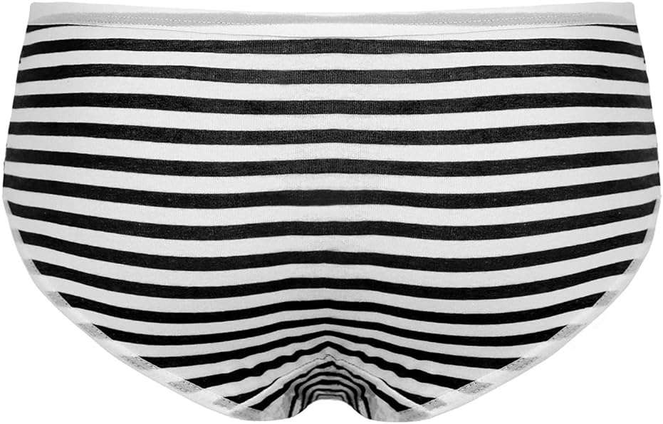 Moily Women's Sweet Cute Anime Japanese Cosplay Underwear Stripe Cotton Bikini Briefs Bowknot Panty - Image 2