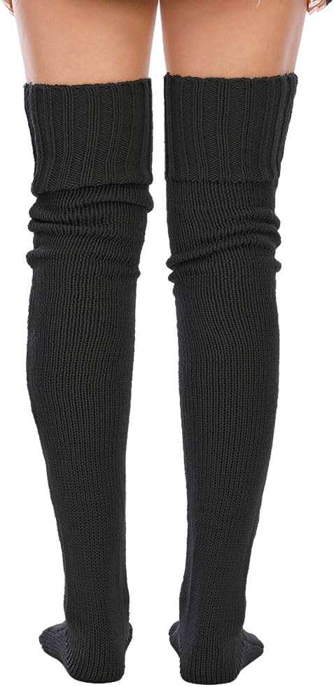 Leoparts Women's Cable Knitted Thigh High Boot Socks Extra Long Winter Stockings Over Knee Leg Warmers - Image 2