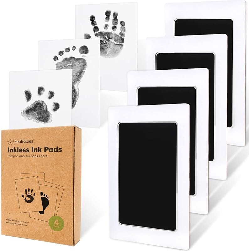 4-Pack Inkless Baby Hand and Footprint Kit - Mess Free Ink Pad for Newborn Keepsake, Dog Nose & Paw Print Kit, Clean Touch Ink Pad for Baby Hand & Footprints, Ideal New Mom Gifts (Jet Black) - Product Image