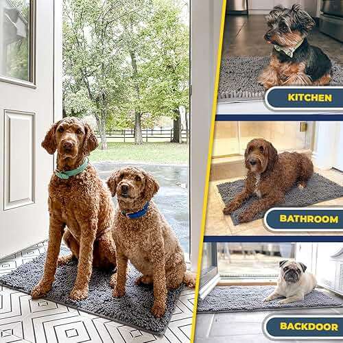 Muddy Mat® | Super Absorbent Door Mat Indoor, Microfiber Quick Dry Chenille Entryway Rug, Non-Slip Front Door Mat, Indoor Mats for Entryway, Machine Washable Pet Rug, Grey 30"x19" - Image 7