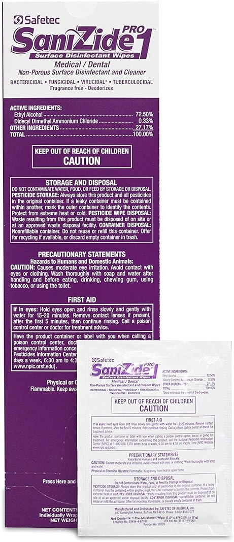 Safetec SaniZide Pro 1 Surface Disinfectant Wipes in 50ct Box (6/Case) - Product Image