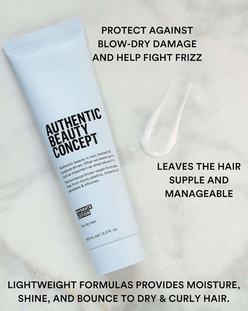 Authentic Beauty Concept Hydrate Lotion | Hydrating Hair Lotion | Leave-In Cream | Protects from Blow Dry Damage & Helps fight Frizz | Normal To Dry or Curly Hair | Vegan & Cruelty-free | 5 fl. oz - Image 2