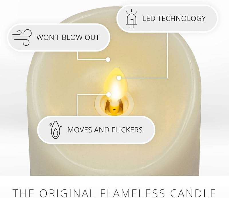 Luminara Moving Flame LED Pillar Flameless Candle, 9-inch, Vanilla Honey Scented, Ivory - Image 2