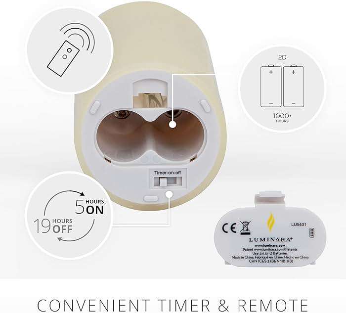 Luminara Moving Flame LED Pillar Flameless Candle, 9-inch, Vanilla Honey Scented, Ivory - Image 3