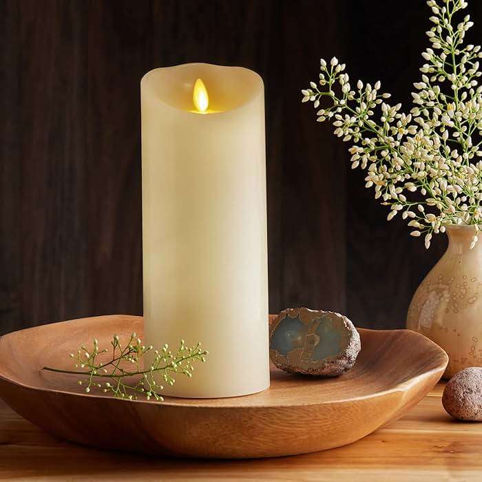 Luminara Moving Flame LED Pillar Flameless Candle, 9-inch, Vanilla Honey Scented, Ivory - Image 4