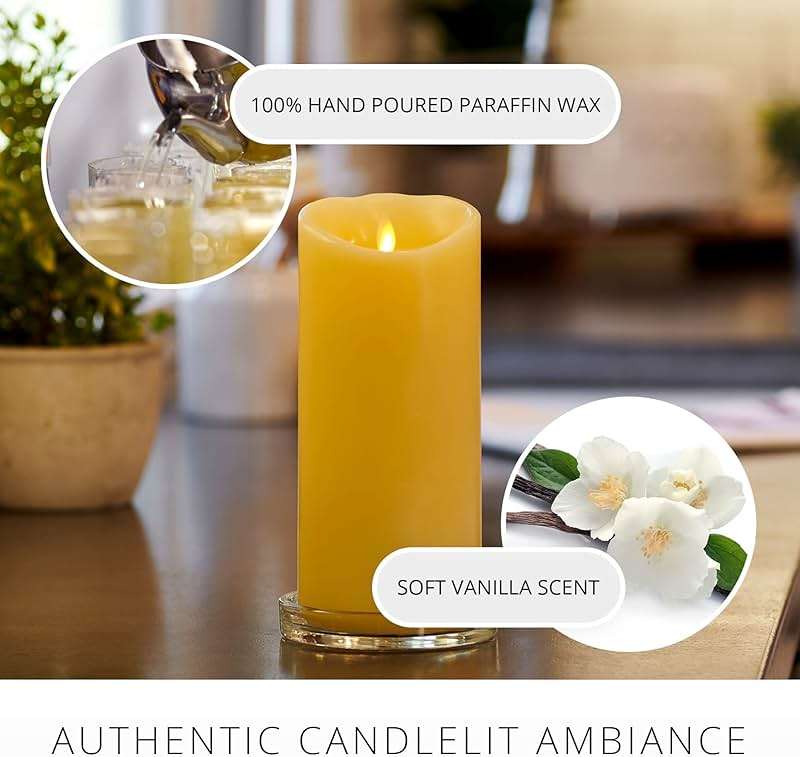 Luminara Moving Flame LED Pillar Flameless Candle, 9-inch, Vanilla Honey Scented, Ivory - Image 5