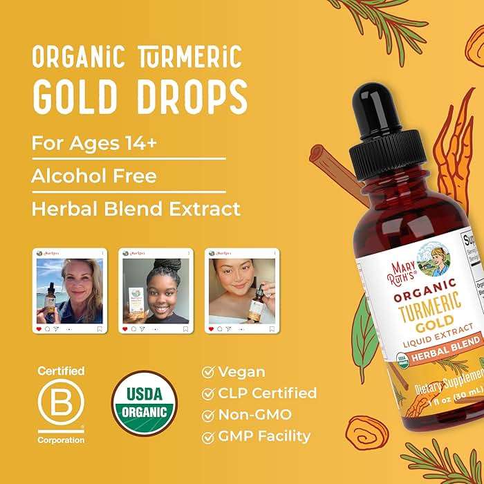 MARYRUTH'S Organics USDA Turmeric Gold Liquid Drops | Herbal Blend | Turmeric Curcumin | Black Pepper | Cassia Cinnamon Bark | Ginger Root | Immune Support | Non-GMO Project Verified | Vegan | 1oz - Image 8