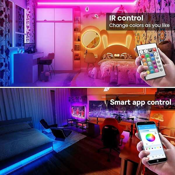 TJOY LED Lights for Bedroom 100ft, RGB Color Changing Led Strip Lighting with Remote and Smart APP Control, Music Sync Rope Lights via Bluetooth for Kitchen, TV, Room Decor - Image 2