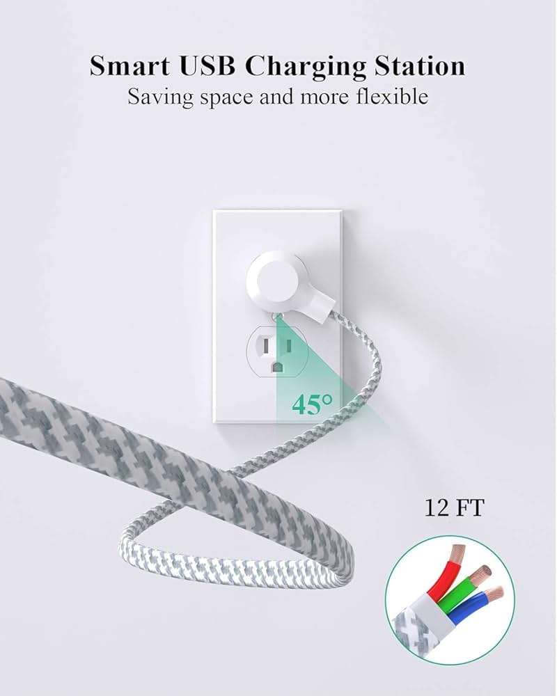 2 Pack Power Strip, 12FT Long Extension Cord, Surge Protector with 6 Outlets and 4 USB Ports (2 USB C), Flat Plug Overload Protection, Extension Cord 10+ ft, Wall Mount for Home Office Dorm College - Image 7