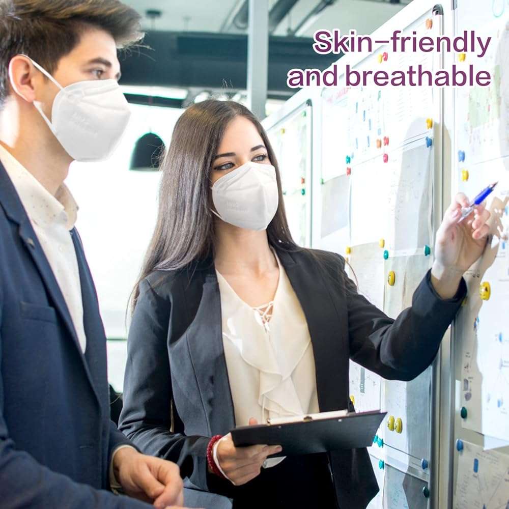 Miuphro KN95 Disposable Face Mask 25 Pack 5-Ply Breathable Safety Masks Against PM2.5, Disposable Respirator Protection Mask for Men and Women White - Image 2